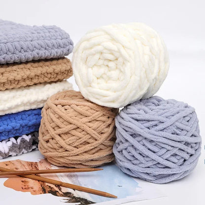 100g/ball Chenille Knitting Yarn Soft Ice Strip Line Cotton Yarn DIY Wool Yarn for Hand Knitting Scarf Thick Wool Wholesale