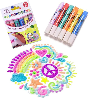 12Pcs Magic Popcorn Pens DIY 3D Puffy Bubble Art Drawing