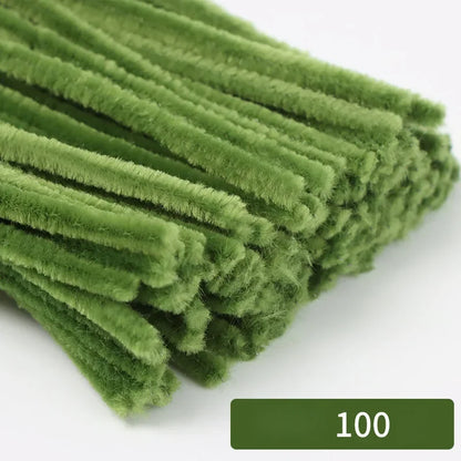 100pcs 30cm Chenille Stems Stick Cleaners Handmade Colorful Pipe