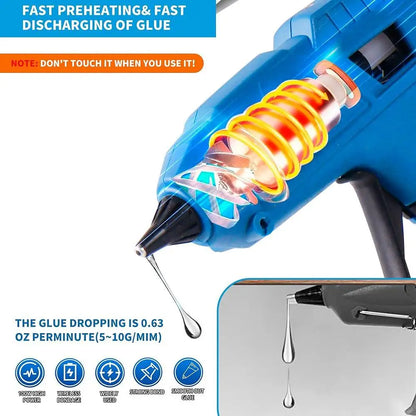 60W Cordless Hot Glue Gun 20V Battery with 30 Glue Sticks Fast Heating Quick Charge Drip-Free