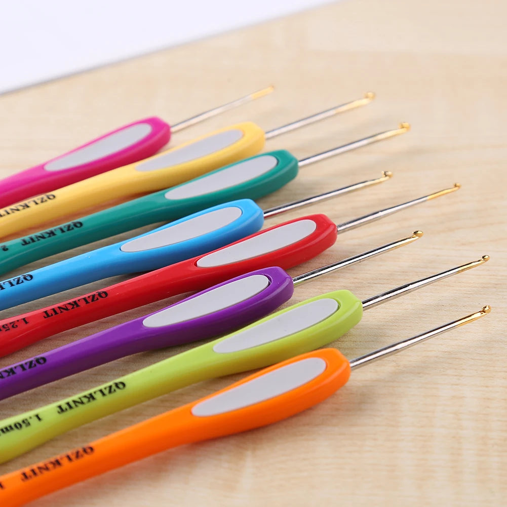 8 Pair Crochet Hook Circular Knitting Needles Set Plastic Handle DIY Aluminum Home Art Craft Tool for Weaving Sewing Crafts