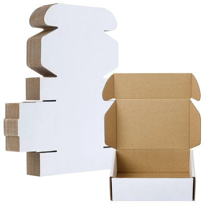 50pcs Corrugated Paper Gift Boxes, 6x4x2 Inch Sturdy Cardboard Packaging, White Small Shipping Boxes