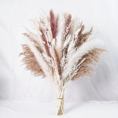 Dried Pampas Grass Decor 80-110 PCS with Bunny Tails Dried Flowers Reed Grass Bouquet Boho Flowers