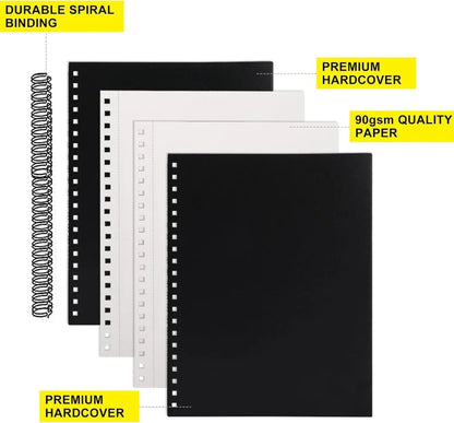 8.5x11 inch hardcover spiral bound sketchbook, 80 sheets of 90gsm inner paper, acid-free