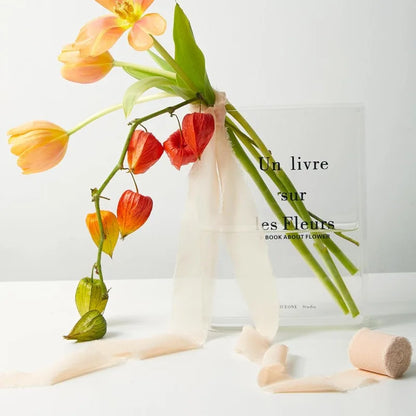 3 Rolls Champagne Chiffon Ribbon Set - Sheer Fabric