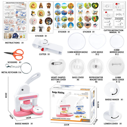 Button Maker Machine Installation-Free DIY Button Pin Maker Badge Press Pink