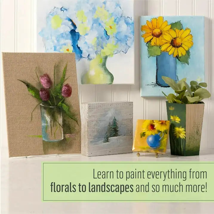 FolkArt Art Talk with Andy Beginner Kit, 27 Pc Set with 17 Acrylic Craft Paints, and 10 Brushes