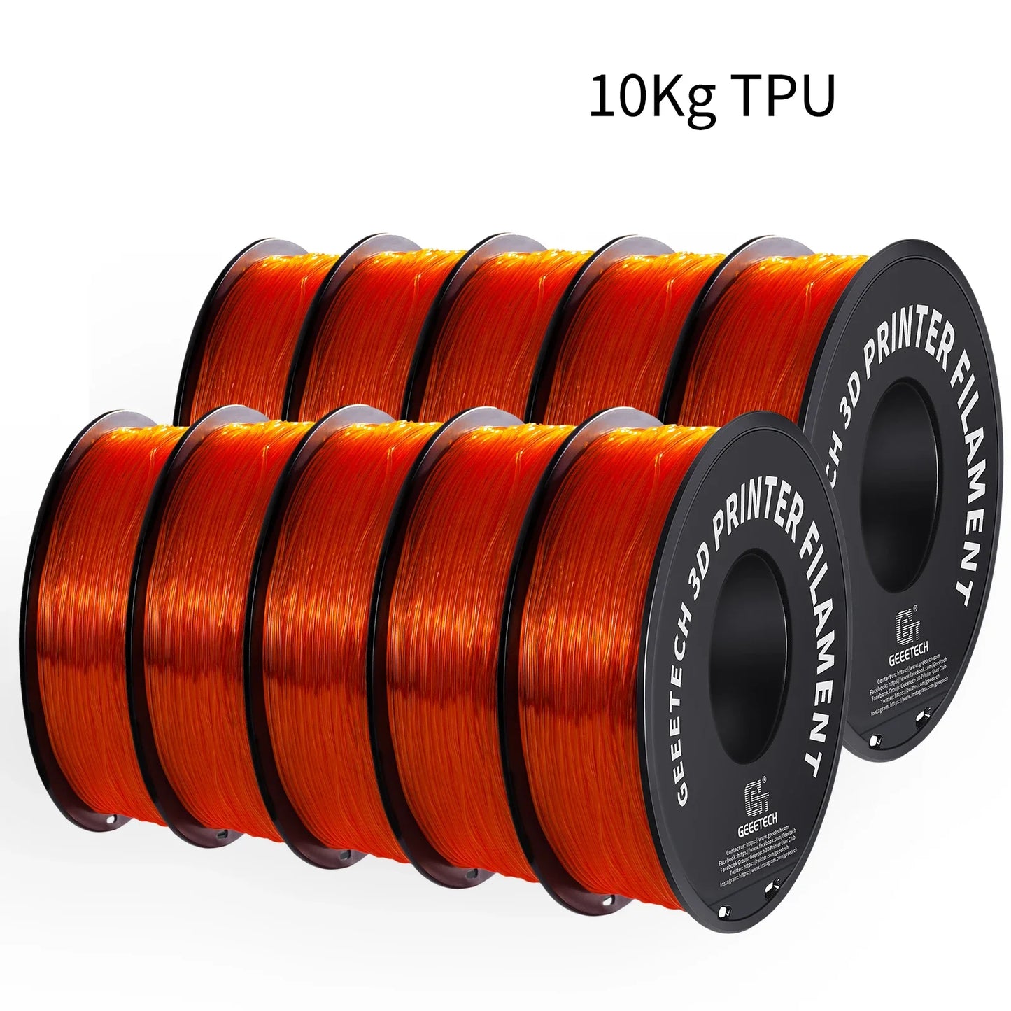 GEEETECH 10Kg TPU 3D Printer Filament material 1kg 2.2LBS/Spool 1.75mm Plastic Vacuum Packaging Non-Toxic Shore Hardness 95A