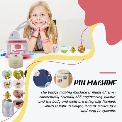 Button Maker Machine Installation-Free DIY Button Pin Maker Badge Press Pink