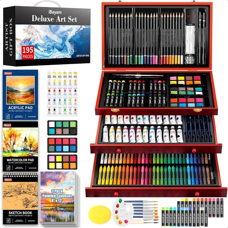 Art plies 195 Pack Art Set Drawing Kit Painting Kit Art Paint Set with Acrylic