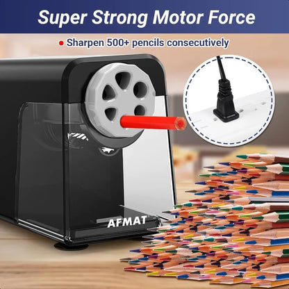 Electric Pencil Sharpener Heavy Duty 6 Holes Auto Stop