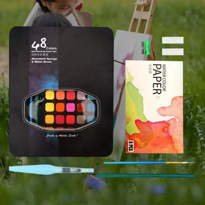 Watercolors Paint Set 48 Colors Set Palette Pastels Travel