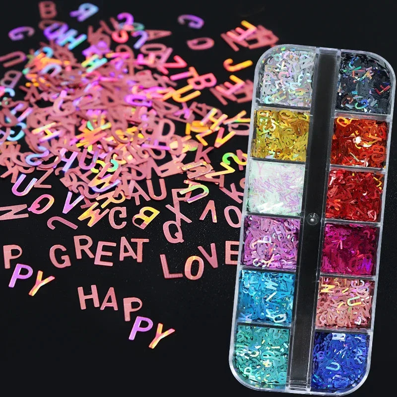 Holographic Letters Resin Sequins Fillers Epoxy Filling Crafts Materials Iridescent Glitter Flakes