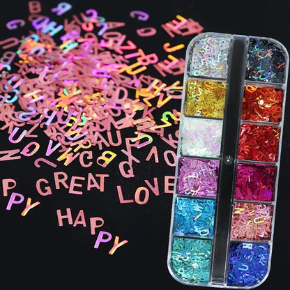 Holographic Letters Resin Sequins Fillers Epoxy Filling Crafts Materials Iridescent Glitter Flakes