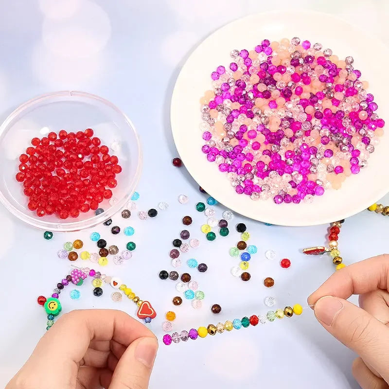 3*4mm 4*6mm Rondelle Faceted Glass Beads Loose Spacer Crystal Round Beads for Jewelry Making