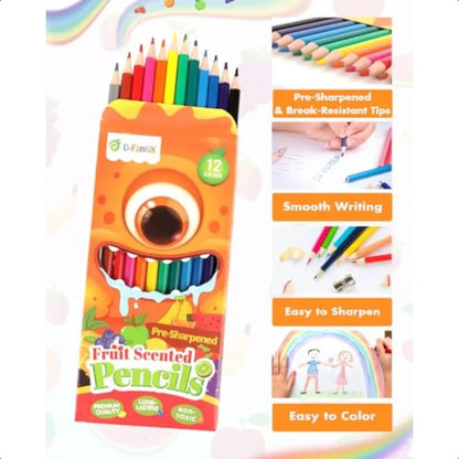 DFantiX 24 Pack Fruit Scented Colored Pencils Bulk 288 Count Pre Sharpened Sets