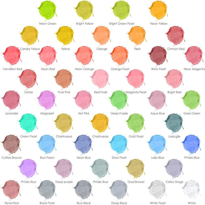 48 Colors Airbrush Paint Set 1fl oz, Opaque & Brilliant Colors, Leather & Shoe Acrylic Kit Ready to Spray