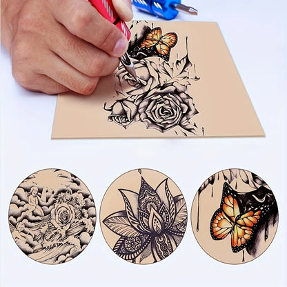 38pcs Tattoo Kit 13pcs Tattoo Skin Practice And 25pcs Transfer Paper Set Double Sides Tattoo Training Skin