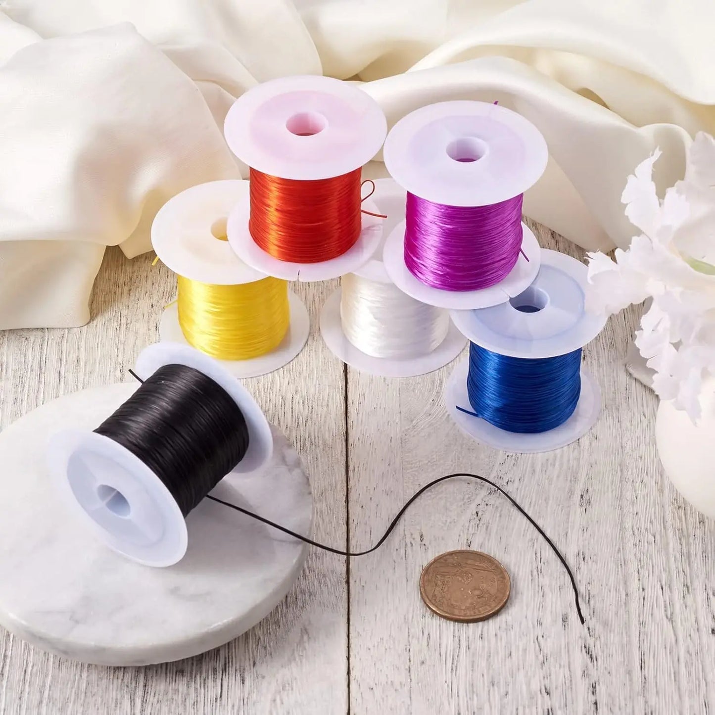 JHNBY 25rolls/Bag 0.8mm Elastic Stretch Fiber Wire Jewelry Making Bracelet Crystal String Cords 10m/roll Mixed Color