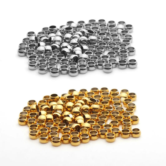 100-200Pcs 1.5 2 2.5 3mm Stainless Steel Ball Stopper Crimp End Beads Positioning Spacer Beads