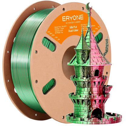ERYONE PLA Silk Dual Color Premium Filament 3D Print, Diameter:1.75mm, Tolerance:+/-0.03mm,1KG/Spool
