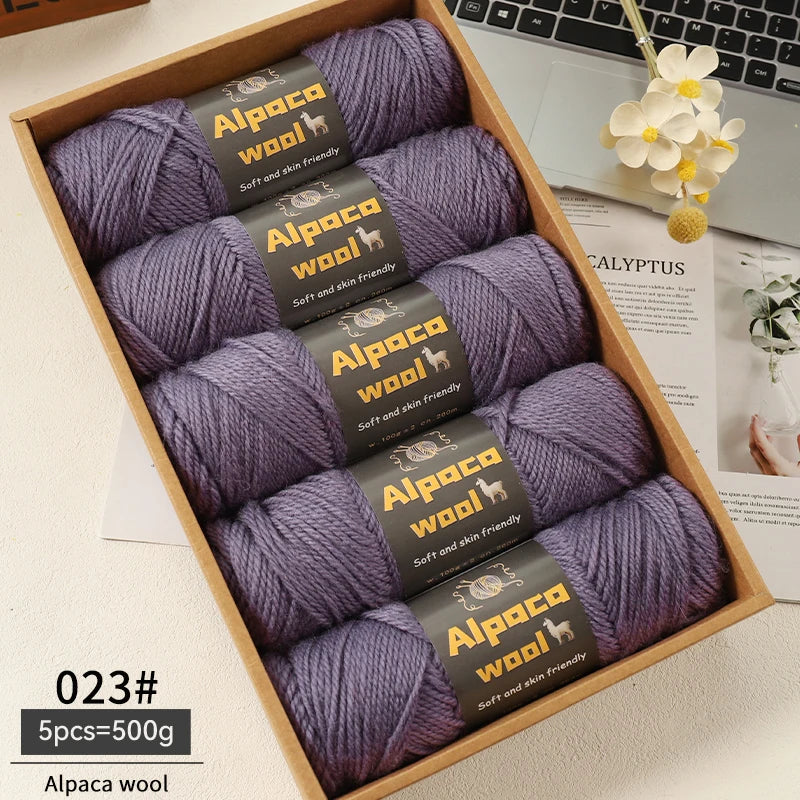 Alpaca Wool Yarn 500g DIY Knitting Kit 245 Stick Needle Thick Warm Yarn