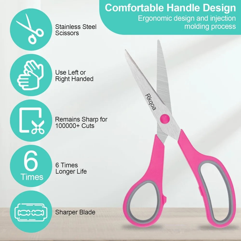 8" Scissors All Purpose 6 Pack - Comfort-Grip Sharp