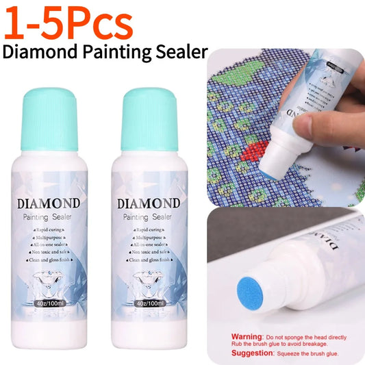 1-5Pcs 100ml Diamond Painting Sealer Conserver Permanent Hold Shine Effect 5D Brightener Glue