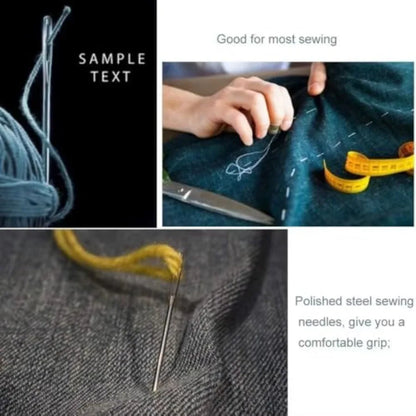 75pcs Large Eye Stitching Needles for Sewing Handmade Leather Stainless Steel Yarn Knitting Needles with Thimble Threader