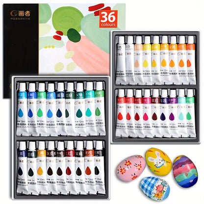 Gouache Paint Set 36 Colors 12mL/0.4oz, Professional Tempera for Canvas, Paper