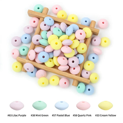 50/100pcs Silicone Lentil Beads 12mm Abacus Loose Focal Beads For Jewelry Making