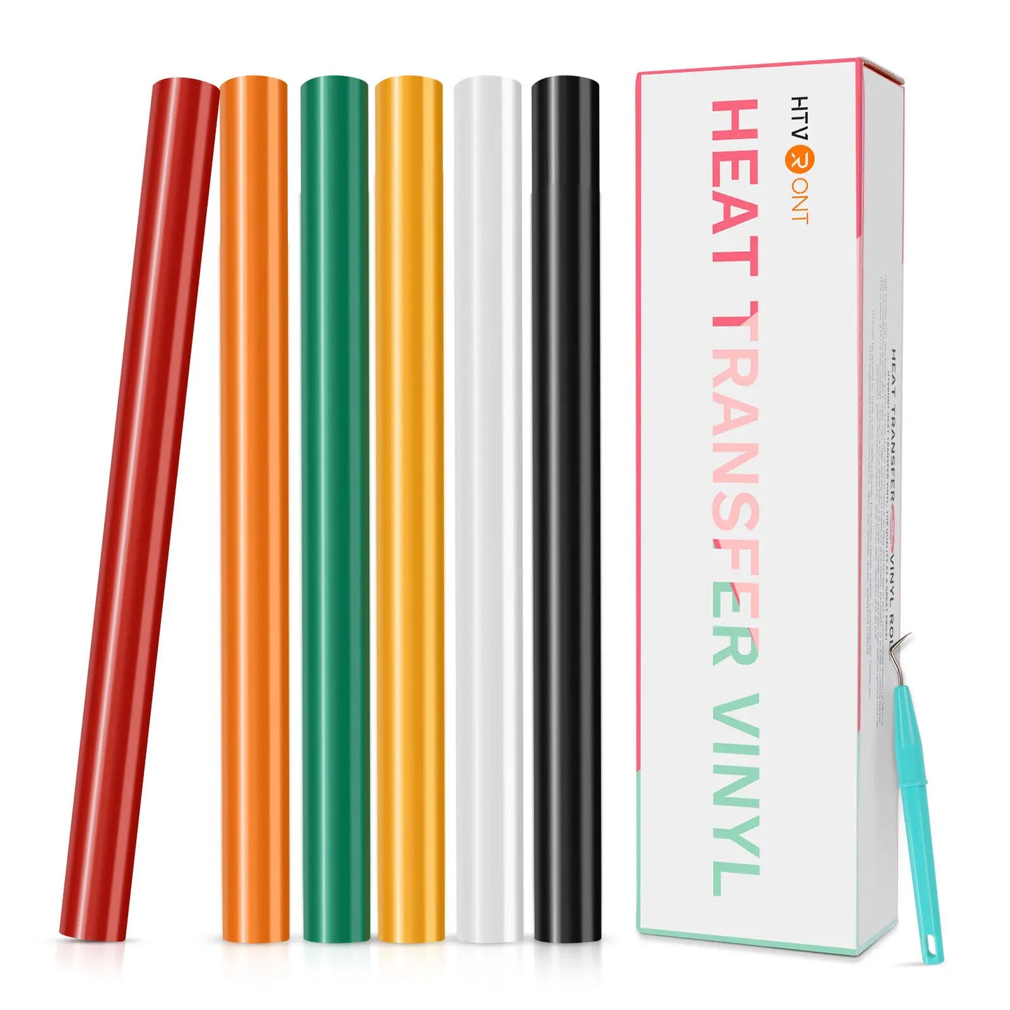 HTVRONT Heat Transfer Vinyl Roll Hot Press Iron-on Tshirt Textiles Film Roll 12inX5Ft,3Ft HTV