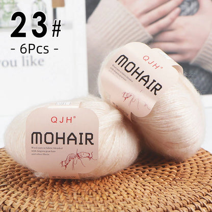 6pcs Soft Mohair Yarn Knitting Angora Yarn for DIY Knitting, Fluffy Lace for Sweater, Scarf, Shawl,25g/pcs