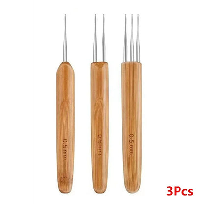 1Pc 0.5mm/0.75mm Dreadlock Crochet Hook Wood Needles Hair Tool for Braid Craft
