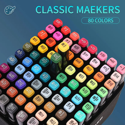 Markers, 80/120/168 Colors Two Color Professional Permanent Sketch Markers