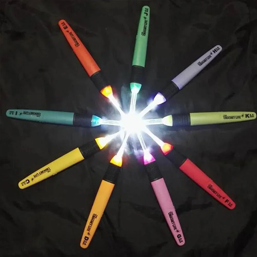 LED luminous crochet hook set with 9 models colored plastic handle night vision