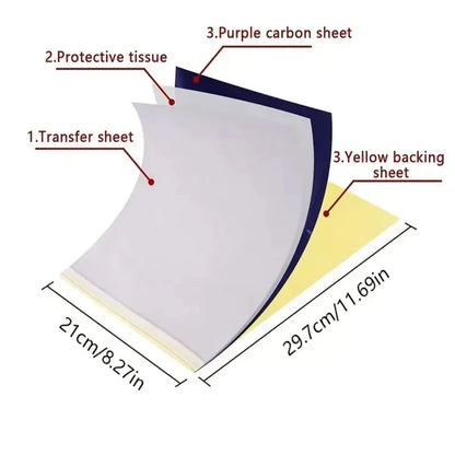 38pcs Tattoo Kit 13pcs Tattoo Skin Practice And 25pcs Transfer Paper Set Double Sides Tattoo Training Skin