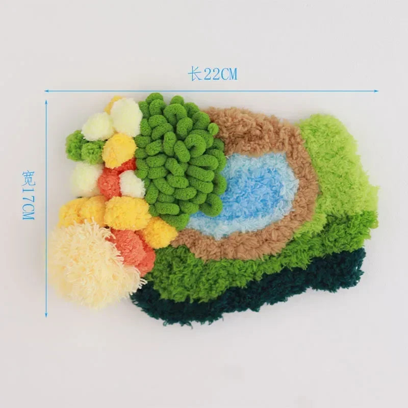 Latch Hook Coaster Kits for Beginners Moss Simple Embroidery Yarn Rugs Hooking