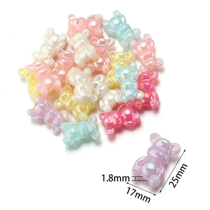 10-50pcs Color Bear Acrylic Beads Transparent Cute Gummy Bear Series Bead for Jewelry Making