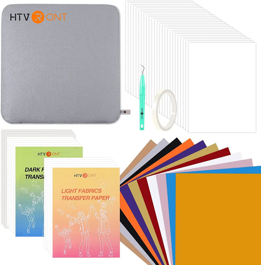 HTVRONT 52pcs Heat Press Supplies Accessories for Beginners Cricut Clothing T-shirt Printing Paper Pad Kits