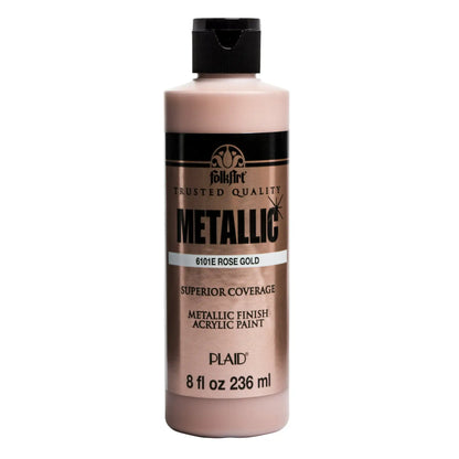 FolkArt Acrylic Craft Paint, Metallic Finish, Rose Gold, 8 fl oz