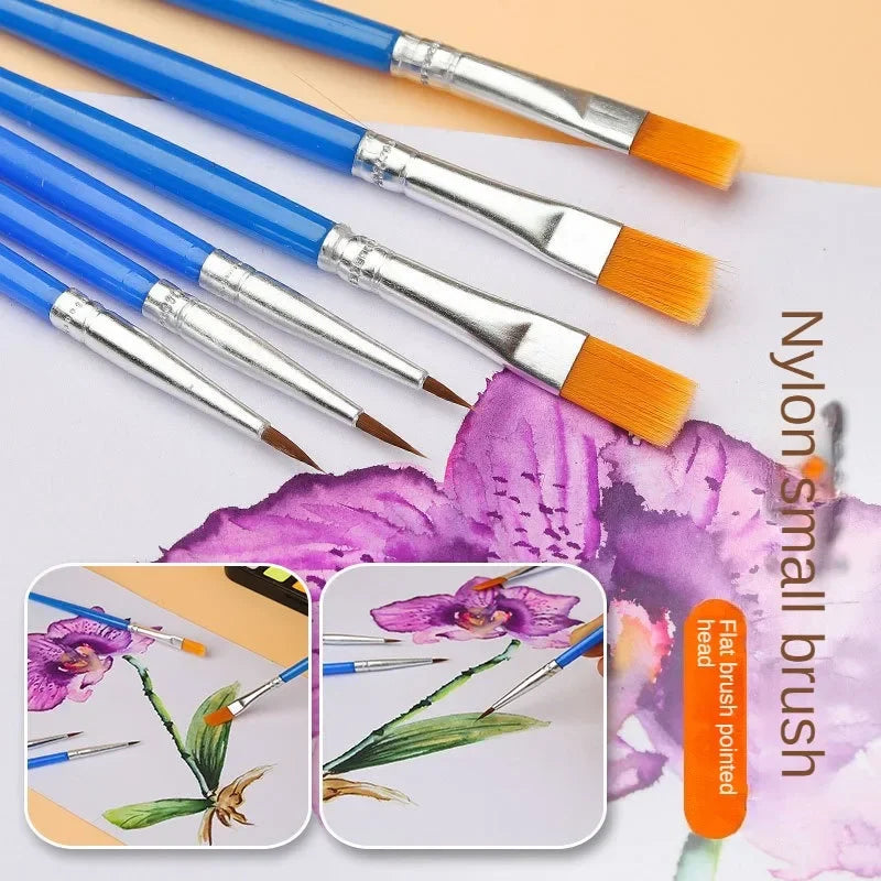 10/20/50Pcs Painting Brushes Set Art Round Flat Hair Nylon Hair