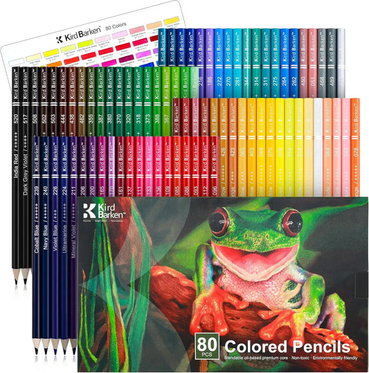 80 Professional Oil-Based Colored Pencils for Adult Coloring Books, Soft Core Art Supplies