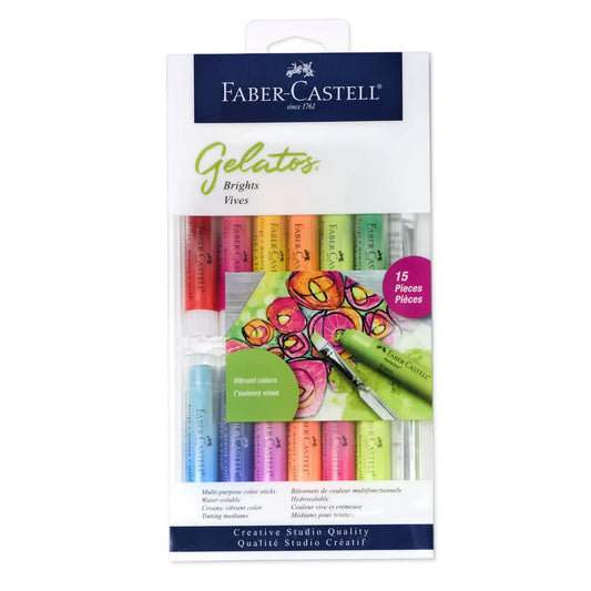 Faber-Castell Gelatos Brights:12 Watercolor Gel Crayons, Pigment Paint Sticks