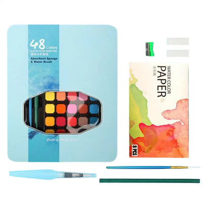 Paint Set 48 Colors Watercolor Paints Set Sketching Palette Travel Art Kit