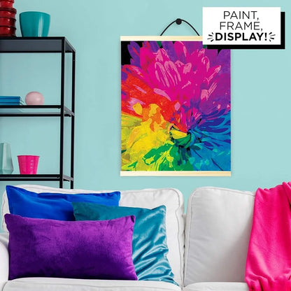 Paint by Numbers Kit Floral Design Canvas 16x20 Includes Wooden Frame Acrylic Paints Paintbrushes