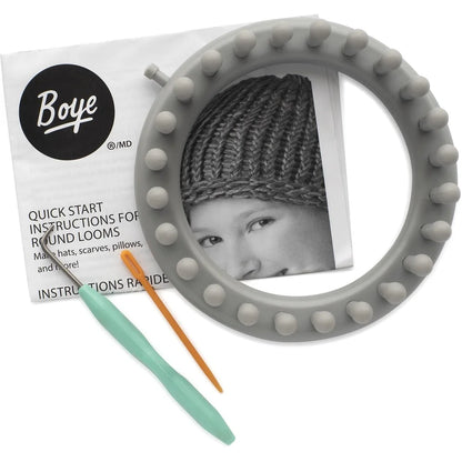 24-Peg Round Loom Kit with Hook Needle Crafting Hats Bags Scarves Easy Instructions Ages 8 and Up