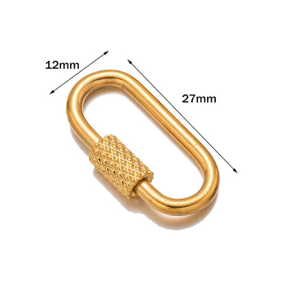 5pcs Stainless Steel Oval Star Buckle Carabiner Screw Lock Clasps For DIY Key ring Keychain Jewelry Making Supplies Accessories