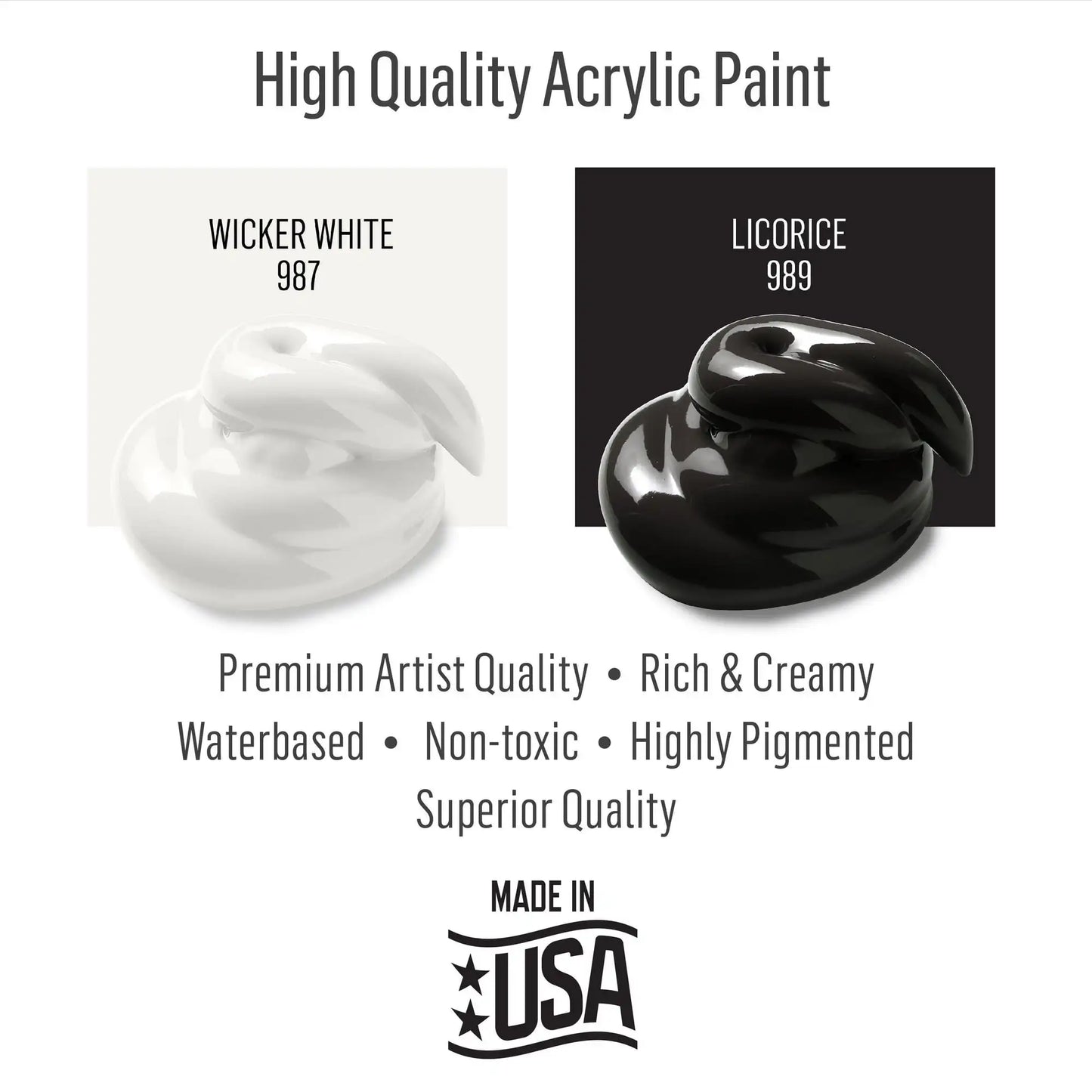 FolkArt Wicker White and Licorice Acrylic Craft Paint Set, 8 fl oz, Set of 4