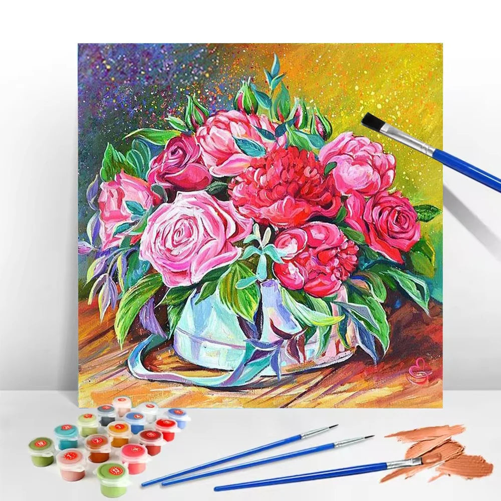 Creative Flowers DIY Art Paint By Numbers Kit Hand Painted On Canvas